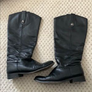 Melissa button Frye boot extended calf.